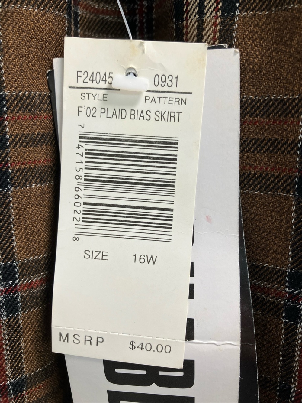 NWT Sag Harbor Washable Brown Long Straight Plaid Skirt 16W - Picture 4 of 7